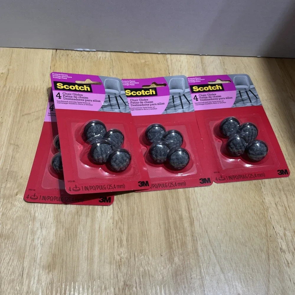 Scotch Nail-In Felt‎ Chair Glides for Hard Floors 4 Pack ( 4 Packs )